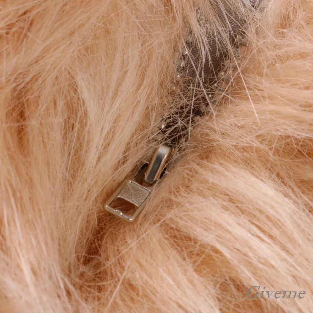 Áo Croptop Lông Xù Màu Trơn Không Tay Phối Khóa Kéo Cho Nữ