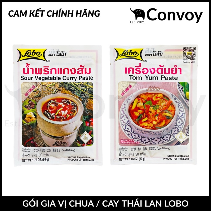Gia Vị Lẩu Chua ( Sour Vegetable Curry Paste - Gói 50gr ) / Gia Vị Lẩu Cay ( Tom Yum Paste - Gói 30g