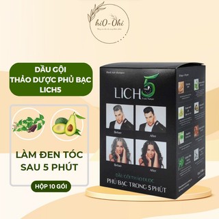 Dầu Gội Lich5 - Thảo Dược Đen Tóc Cocayhoala làm đen tóc trong 5 phút - hộp 10 gói