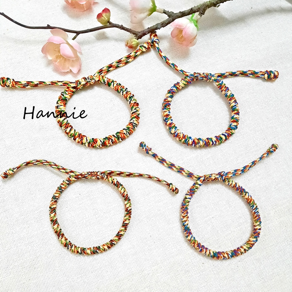 Vòng chỉ ngũ sắc may mắn dây rút - Vòng phong thủy bình an đeo tay nam nữ handmade đơn giản