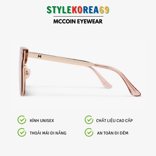 Kính râm MCCOIN Delight 02 begie, nâu trà cá tính, kính mắt cá tính Hàn Quốc chất liệu cao cấp