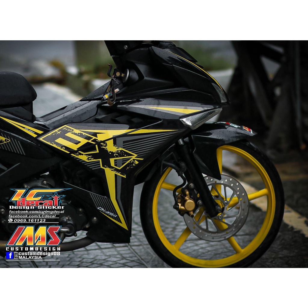 [FreeShip] Tem Decal Rời mẫu sọc vàng xám cho Exciter 150 đen - tem cao cấp không bay màu