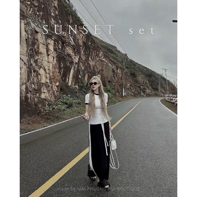 Set Áo Tăm Phối Chân Váy Dáng Dài Siêu Tôn Dáng Mã CH1