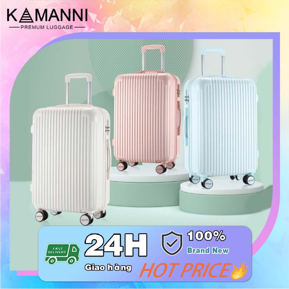 【KAMANNI】Vali Du Lịch Nhựa Chất Liệu ABS+PC Cao Cấp, Va li du lịch vali kéo nhựa được bảo hành, size20/24