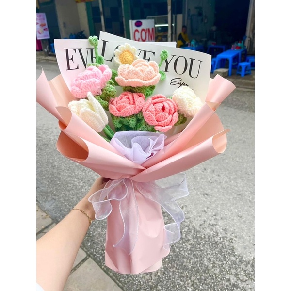 HOA HỒNG LEN HANDMADE- Quà Tặng , Decor
