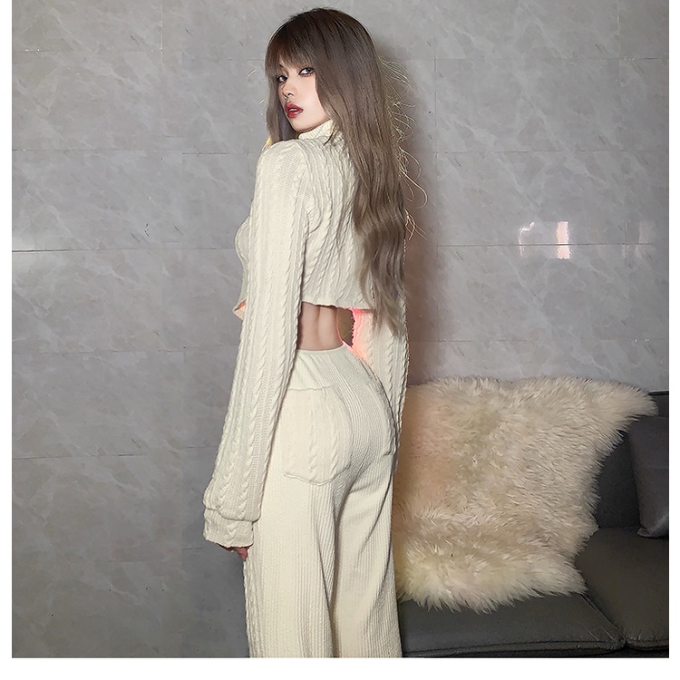 Weird Puss Set Đồ Thể Thao Cổ Đứng Lưng Cao Ống Rộng Phong Cách Hàn Quốc
