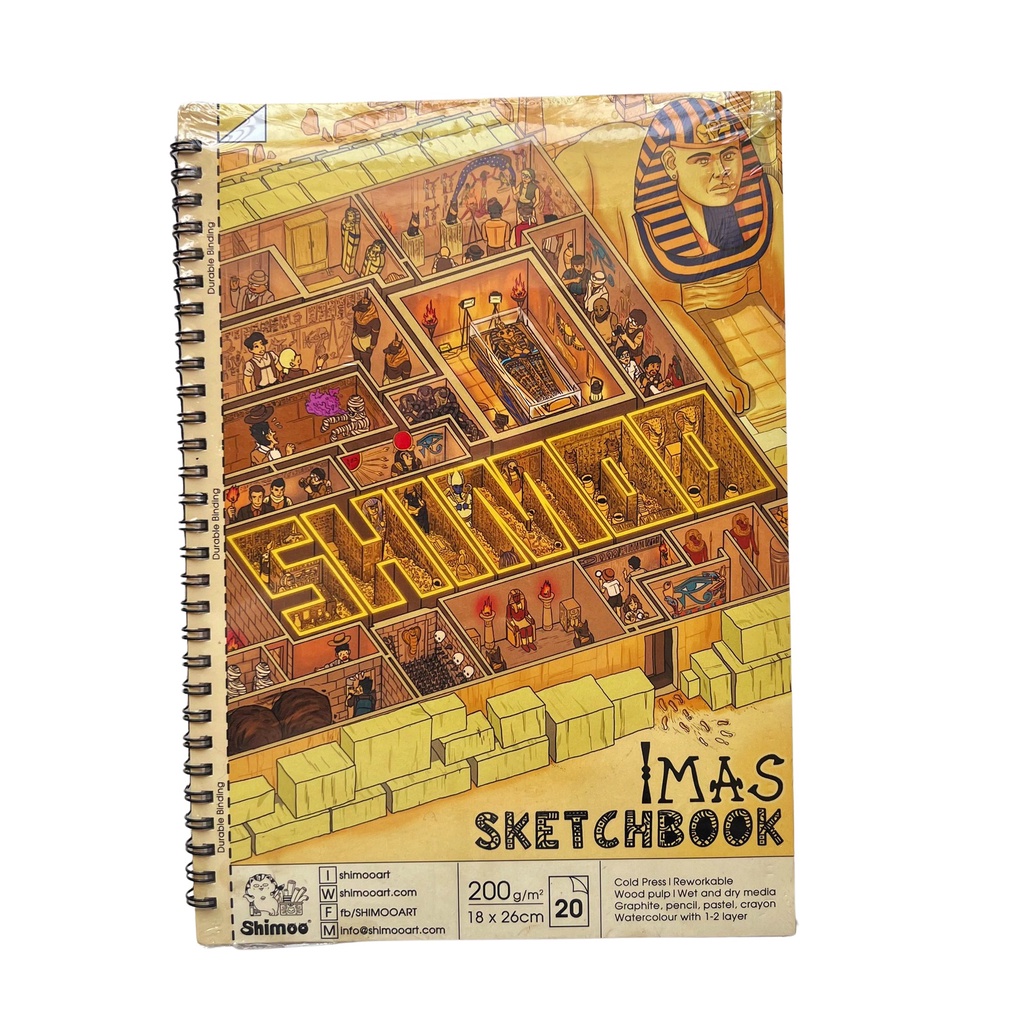 Sổ vẽ Shimoo Imas Sketchbook vẽ màu chì và màu nước định lượng 200gsm gáy lò xo kèm nét đứt dễ tách tờ