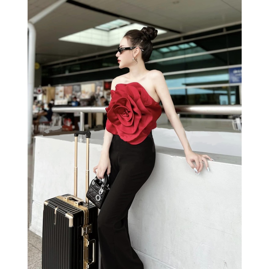 Áo Croptop xinh xắn dễ thương sang chảnh vải Tafta cao cấp may 2 lớp