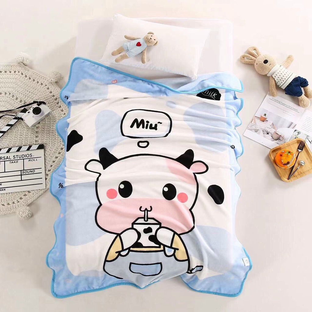 Chăn Lông Tuyết Cho Bé Đi Học,Chất Tuyết Nỉ Nhung Mềm Mịn  KT 1mx1m4