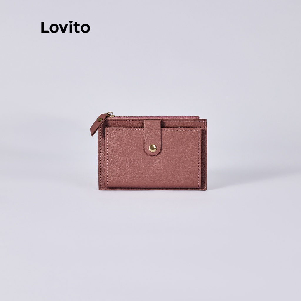 Túi nữ LOVITO bằng PU màu trơn kéo khóa thanh lịch L38BA29 (màu hồng)