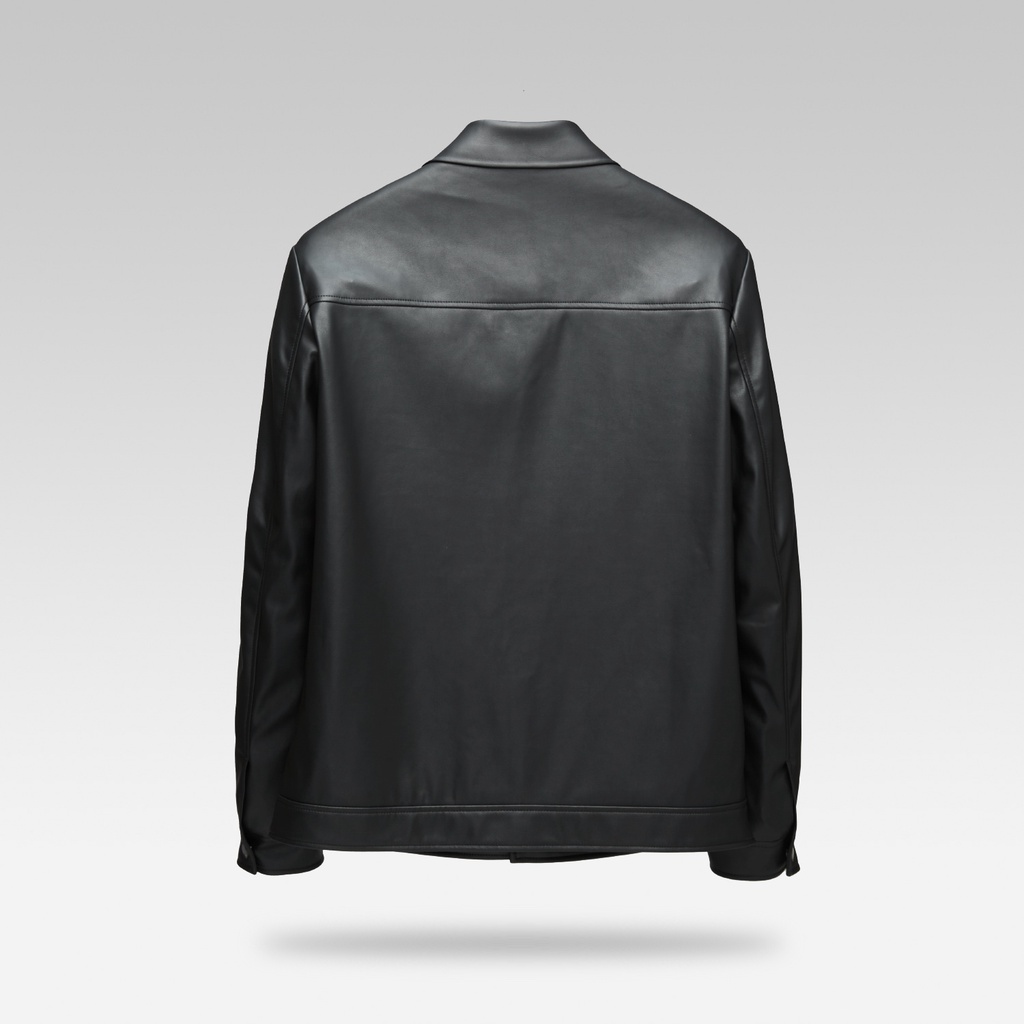 HLA - Áo khoác nam da PU thời trang Glossy PU leather magnetic pocket Jacket