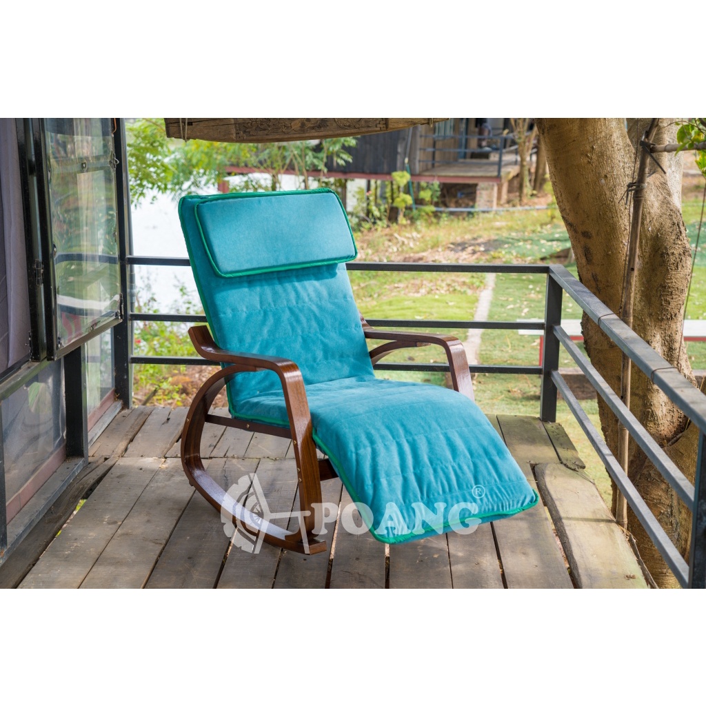 Ghế thư giãn | POANG ROCKING CHAIR | plywood óc chó/bạch dương | xanh | R67xS162xC86 cm