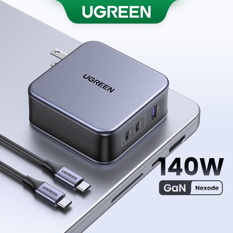 Củ sạc nhanh Ugreen 140w cổng USB Type C PD3.1 thích hợp cho Macbook 4.0 3.0 iPhone Xiaomi máy tính bảng