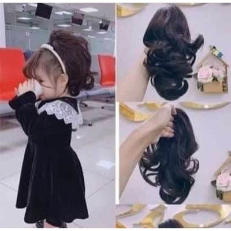 Tóc giả ngoặm xoăn cho bé gái