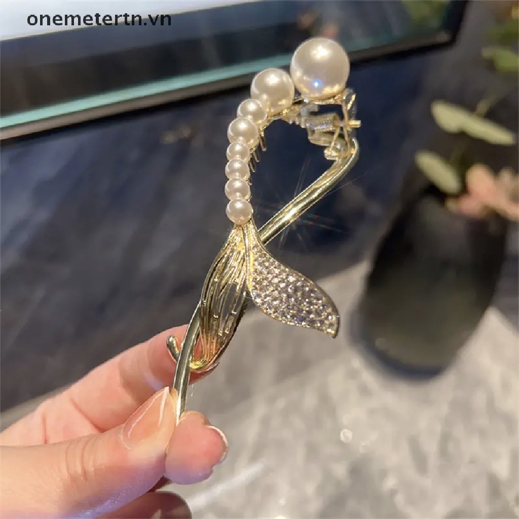 Onemetertn Kẹp Tóc Đính Ngọc Trai Nhân Tạo Một Chữ Cái Kẹp Cài Đầu Vòng Cung Hình Học Đơn Giản Cho Nữ