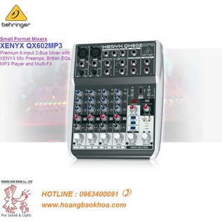 Qx602mp3 mixer behringer analog 6 in 2 bus tích hợp mic preamp, eq mp3,fx| mixer cơ behringer qx602mp3