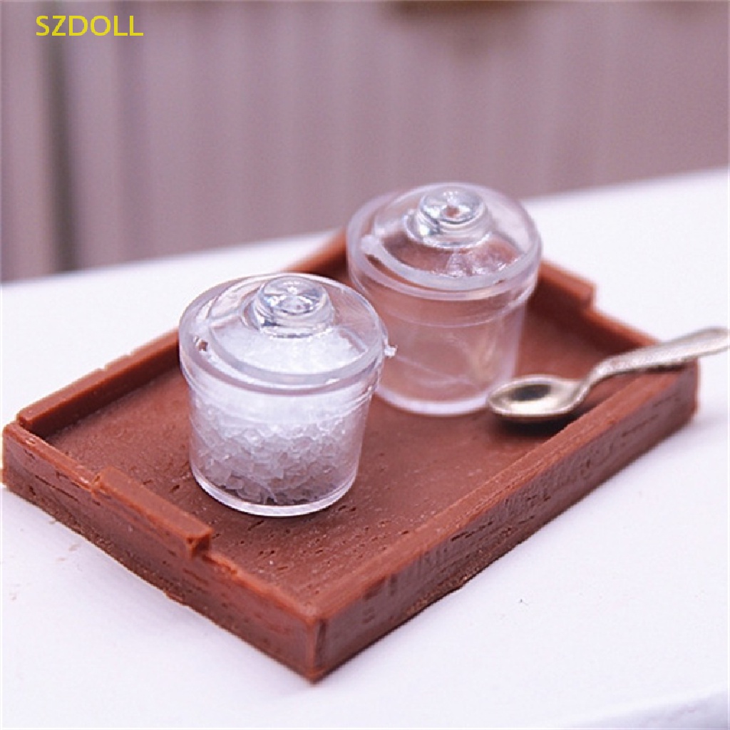 Bộ 2 Hũ Đựng Gia Vị Mini Có Nắp Tỉ Lệ 1: 12 Trang Trí Nhà Búp Bê