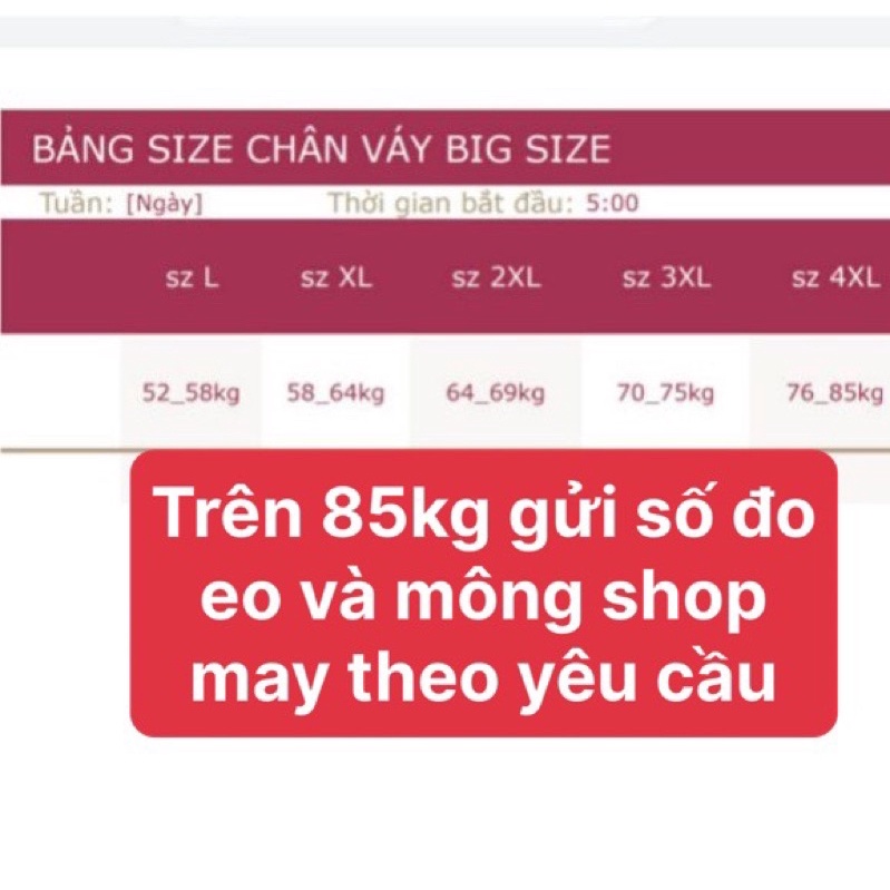 phí đặt hàng theo số đo( dành cho khách trên 83kg)