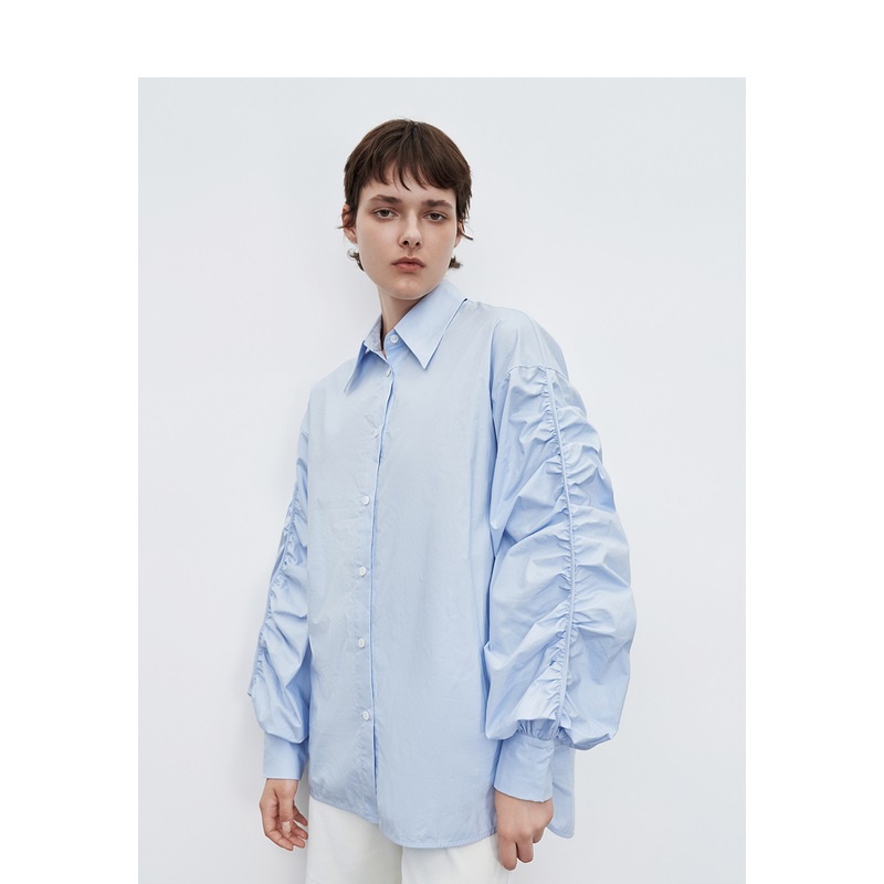 Zara Áo Sơ Mi Tay Dài Xếp Li WU40S2BN2002