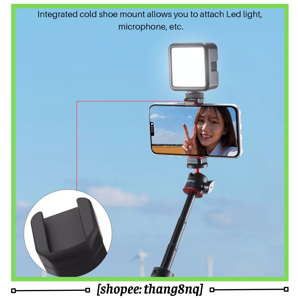 Giá kẹp điện thoại Ulanzi ST-19, tích hợp cold shoe gắn đèn led, micro làm vlog