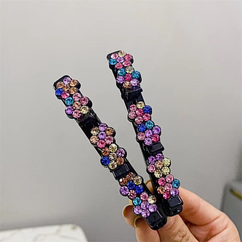 Set 4 / 5 Kẹp Tóc Hai Lớp Hình Bông Hoa Co Giãn Chống Trượt Chống Trầy Xước Chống Rơi