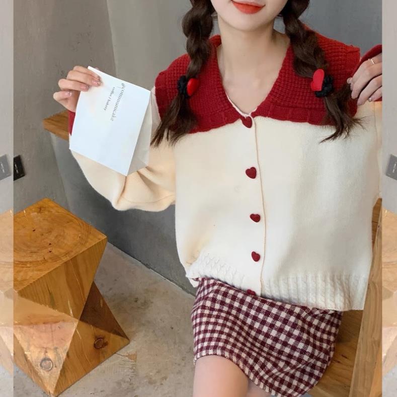 Áo Khoác Len Cúc Tim Cực Xinh