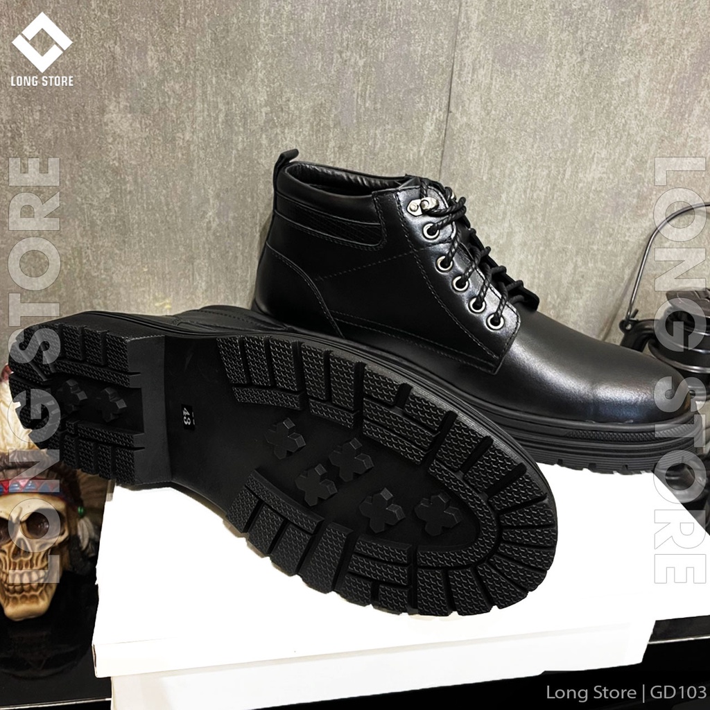 Giày nam cổ cao da bò thật LONGSRORE boot nam cao cấp tăng chiều cao 4cm bảo hành 12 tháng GD103