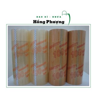 Combo 6 cuộn băng keo trong vàng đục cuộn 100yard