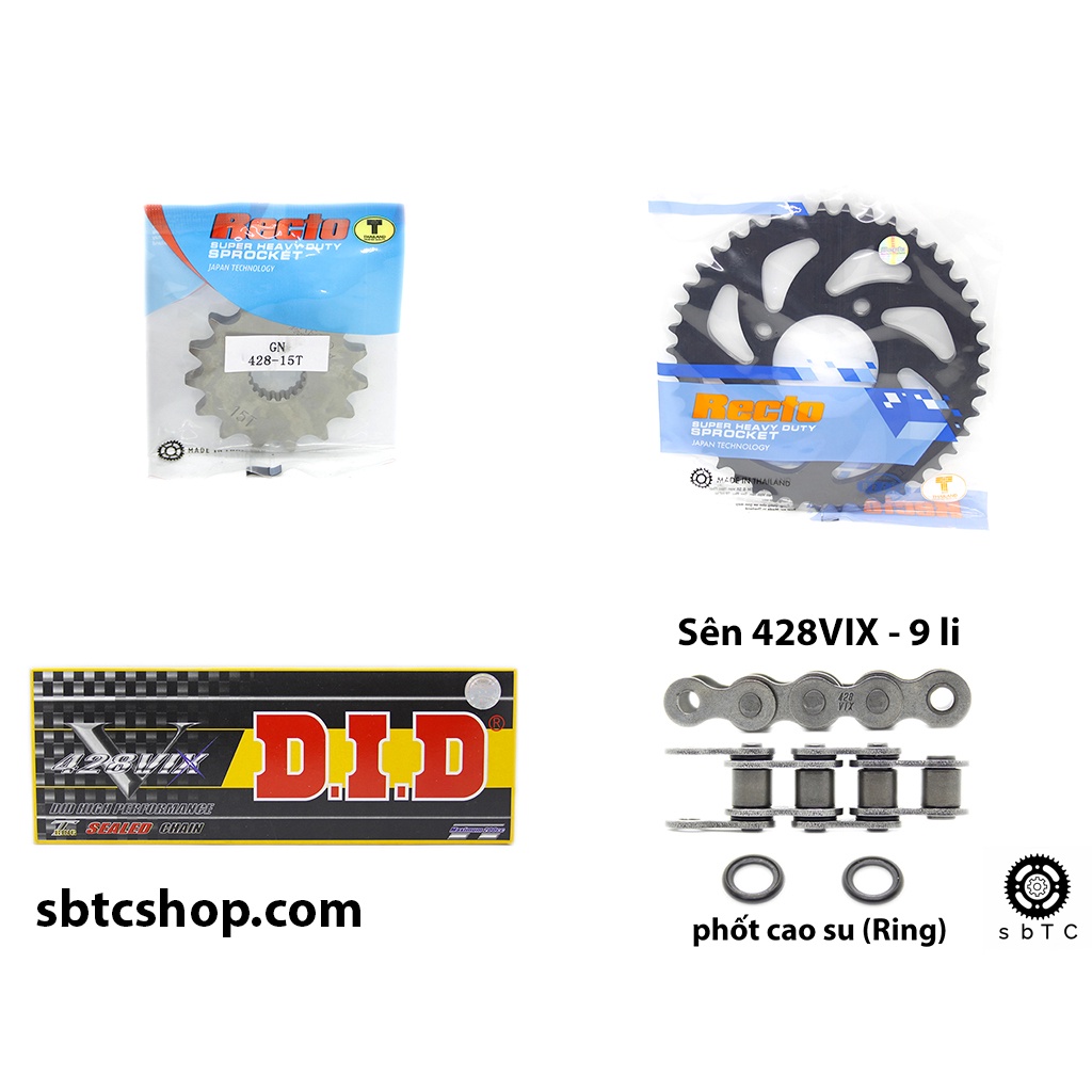 NSD Nhông dĩa Recto sên TFX DID phốt cao su Suzuki GN125 HJ125 EN125 chính hãng