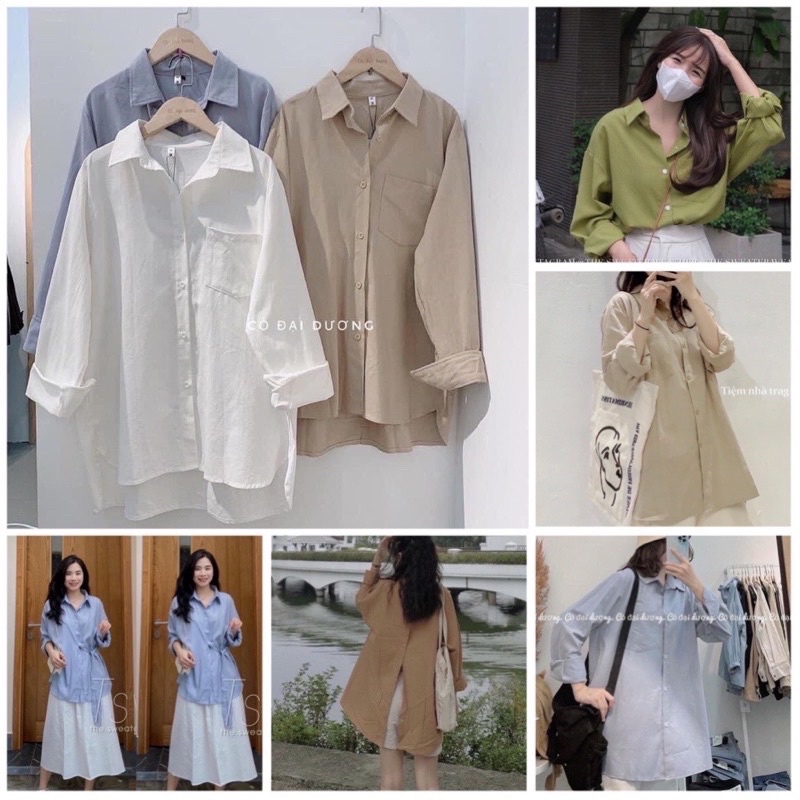 Áo Sơ Mi Trơn Tay Dài 1 Túi Ulzang Basic Nhiều Màu