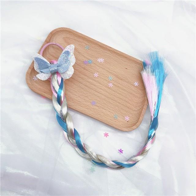 PVN57459 Dây Cột Kèm Tóc Nhân Tạo Nhiều Màu Kim Tuyến Lấp Lánh Cho Bé