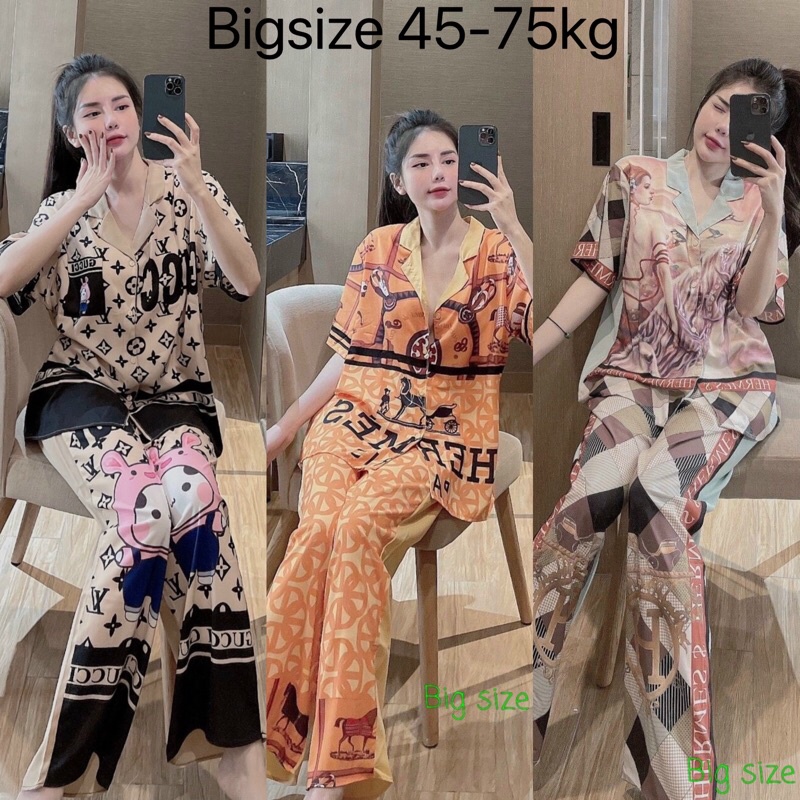 (Fancy clo)đồ bộ nữ tay ngắn lụa mango in 5D bigsize 45-75kg/pijama ngắn tay mặc nhà phong cách sang trọng
