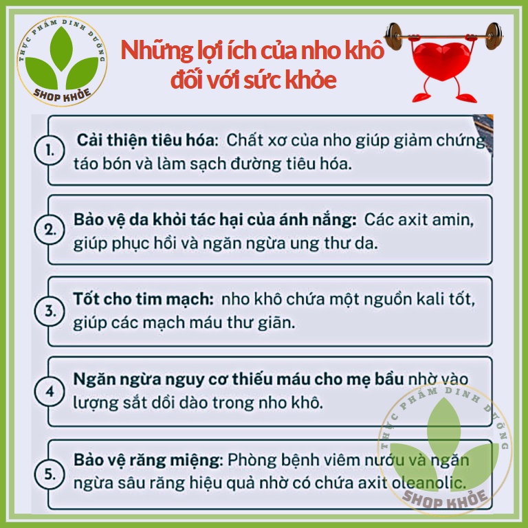 Nho khô không hạt Ấn Độ, nho nâu 0.5kg, 1kg