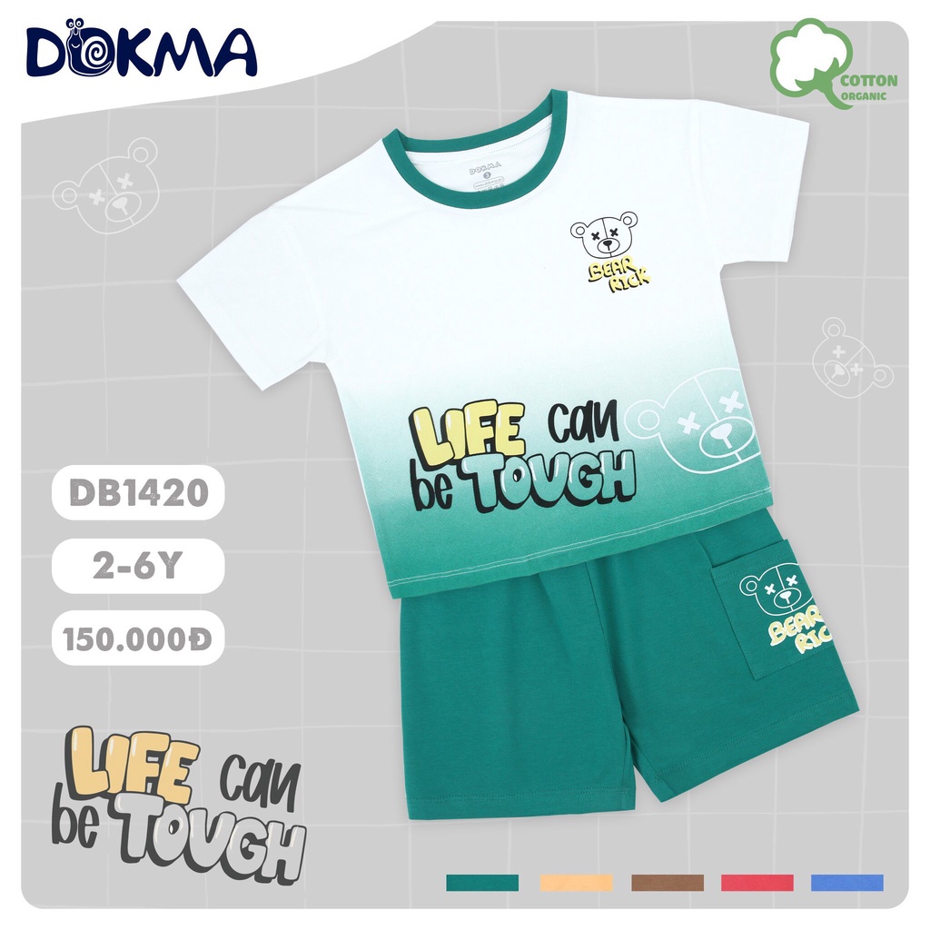 Bộ cộc tay cổ tròn cotton Dokma cho bé DB1420