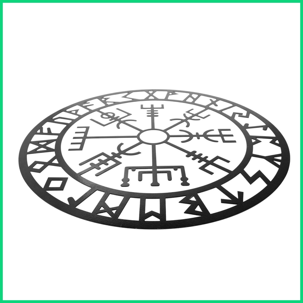 Biểu Tượng Vegvisir Rune Bằng Kim Loại Màu Đen Treo Tường Trang Trí