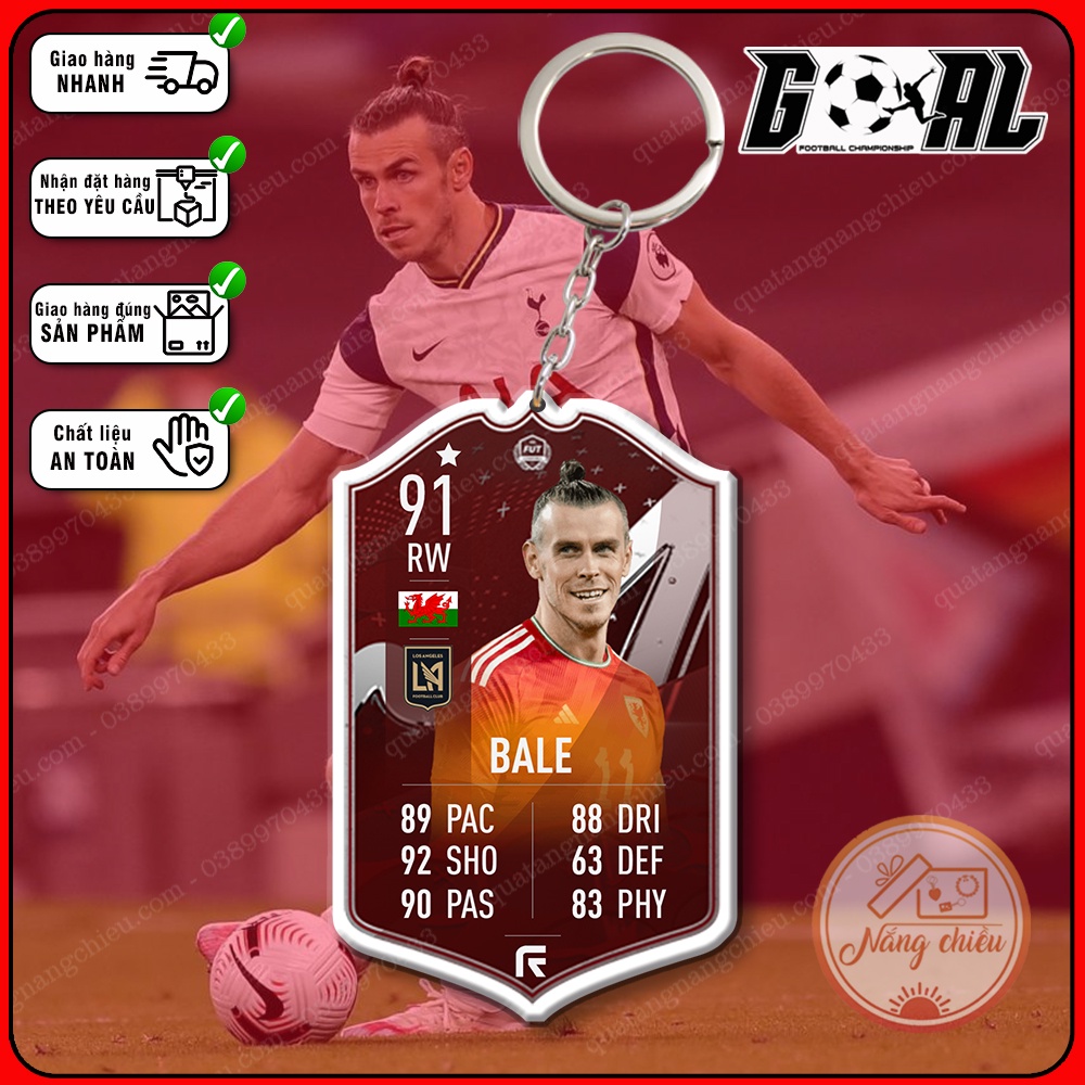 Móc khóa cầu thủ Gareth Bale-ngôi sao CLB Los Angeles-phụ kiện treo balo túi xách-thẻ bóng đá mới nhất 2023 [4801-4812]