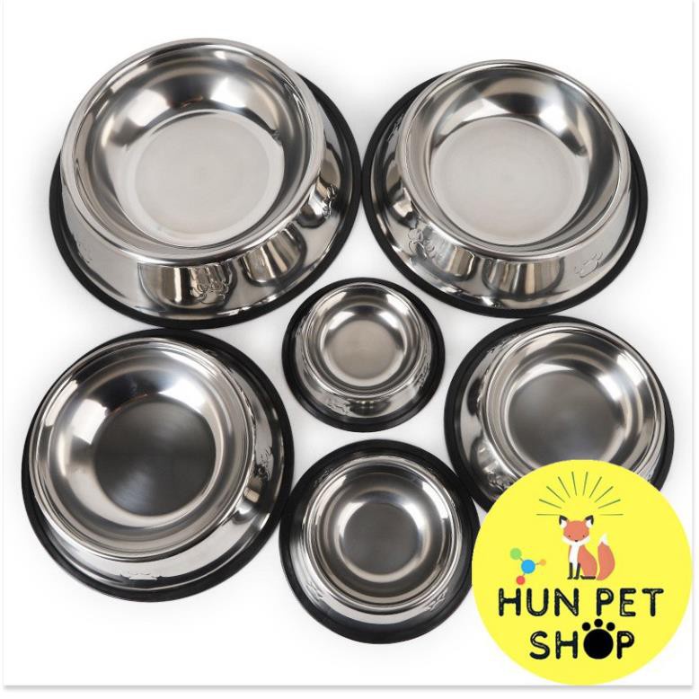 Hanpet.GV- [XẢ HÀNG] Bát Đựng Thức Ăn Inox Không Màu Cho Chó Mèo- SHOP