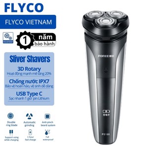 Flyco Máy Cạo Râu Nam Lưỡi Dao 3 Đầu Cạo Khô và Ướt Đa Năng IPX67 Chống Nước PS160 Poree - tăng tông đơ cắt tóc