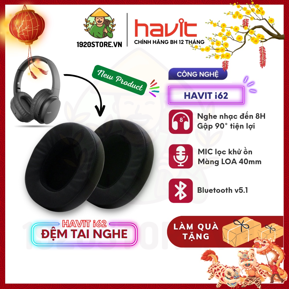 【Giao Hỏa Tốc】1 Cặp Đệm Thay Thế Tai Nghe Headphone Tai Nghe Bluetooth Chụp Tai HAVIT i62, HAVIT H63