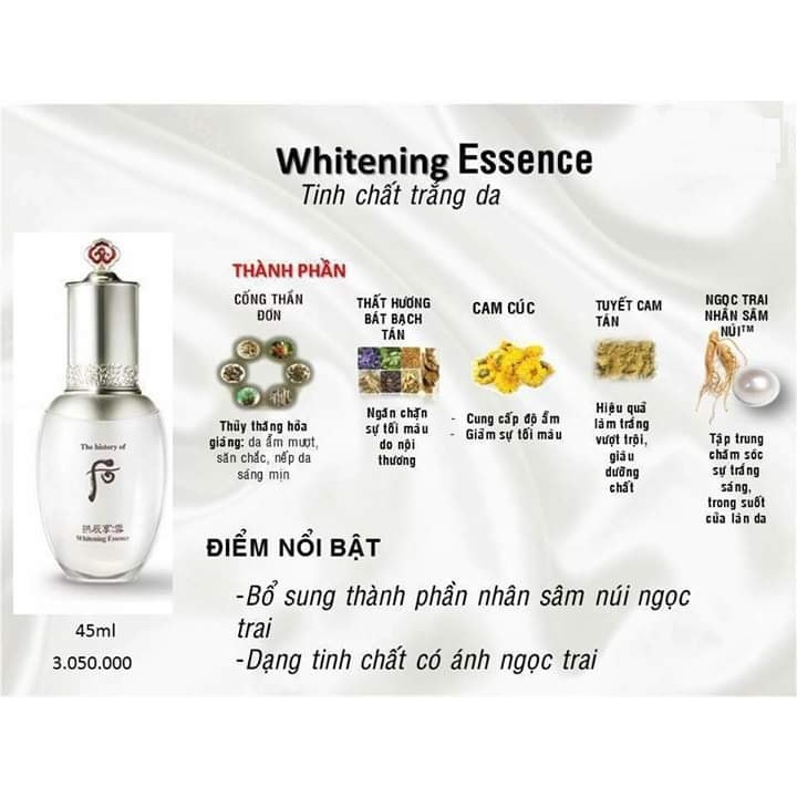 Tinh dầu trắng da giảm thâm sạm nám da Đông Y Whoo Whitening Essence 1ml