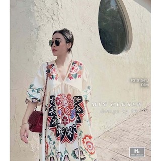 Đầm thô thổ cẩm cổ tim xinh đẹp
