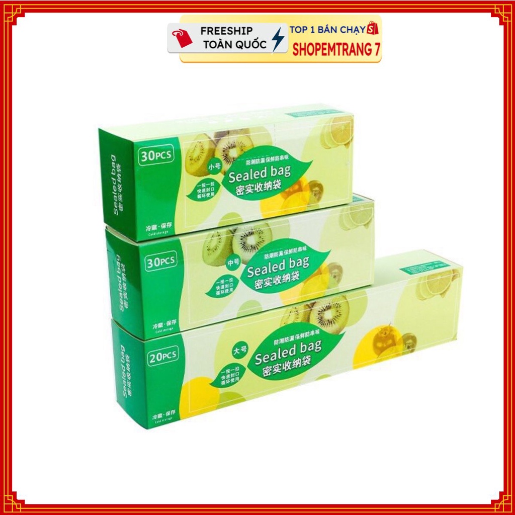 Set 3 Hộp Túi Zip Đựng Thực Phẩm Có Khóa Đủ Cỡ Sealed Bag Thông MinhSHOPEMTRANG07Túi bảo quản thức ăn để tủ lạnh