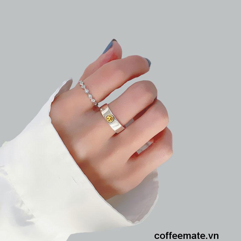 【coffeemate】⚡Nhẫn hở hình mặt cười thời trang cho cặp đôi（quà tặng ngày thiếu nhi）