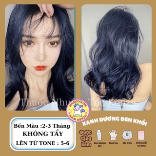 Thuốc Nhuộm Tóc Màu XANH DƯƠNG ĐEN KHÓI Lên Từ Nền 5 - 6 Tặng Oxi Găng Tay Mũ Chùm Kenzii