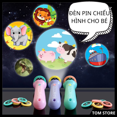 Đồ chơi thông minh giáo dục sớm cho trẻ em, trẻ con, bé trai, bé gái 1 2 3 4 5 tuổi. Đèn pin chiếu 80 hình động vật