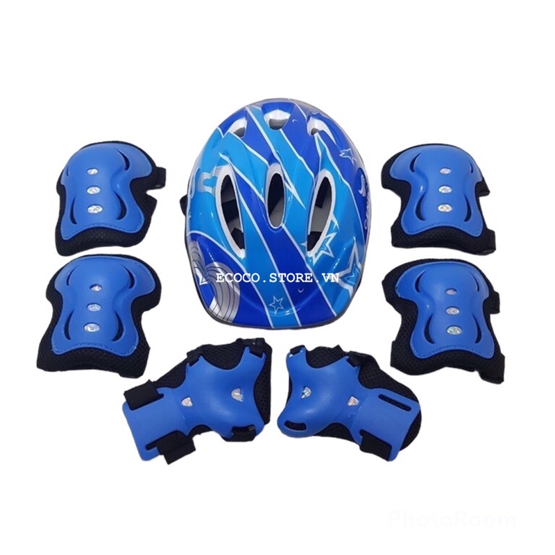 Set bộ bảo hộ trượt patin dày đẹp cho bé, bộ bảo vệ tay chân đi xe đạp, ván trượt, scooter 19-35kg