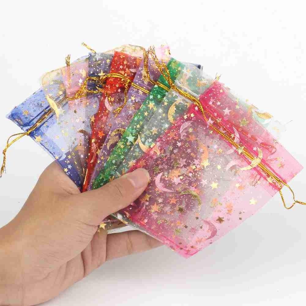 CHOOKEY 100 Túi Dây Rút Đựng Quà In Hình Ngôi Sao 100 Cái