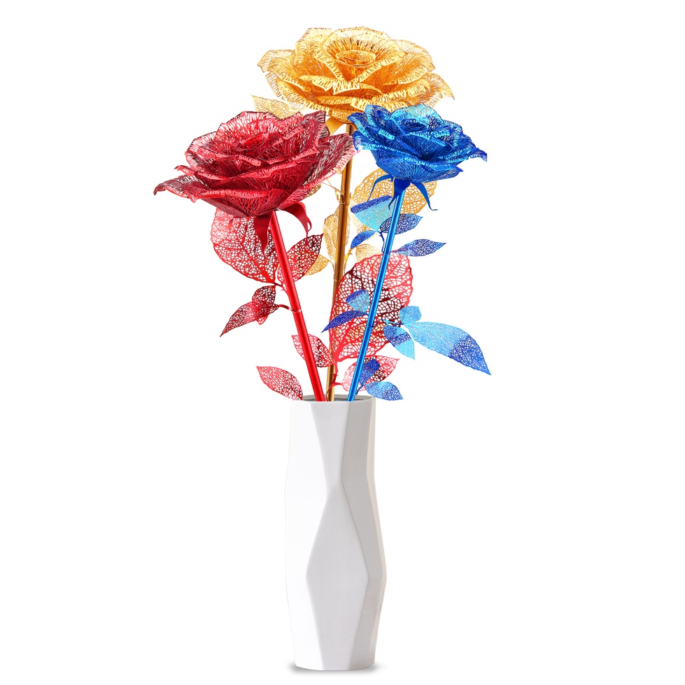 Đồ chơi lắp ráp PIECECOOL mô hình hoa hồng 3D bằng kim loại dùng làm quà tặng sinh nhật lễ tình nhân