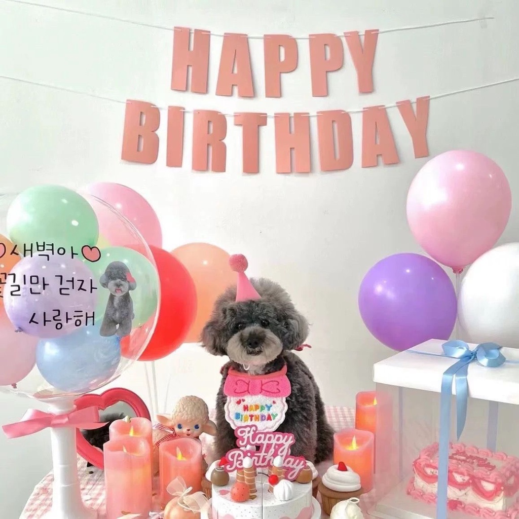 Elsabell. Set mũ + yếm cổ sinh nhật cho chó mèo Yếm Happy birthday mừng sinh nhật cho chó mèo nhỏ