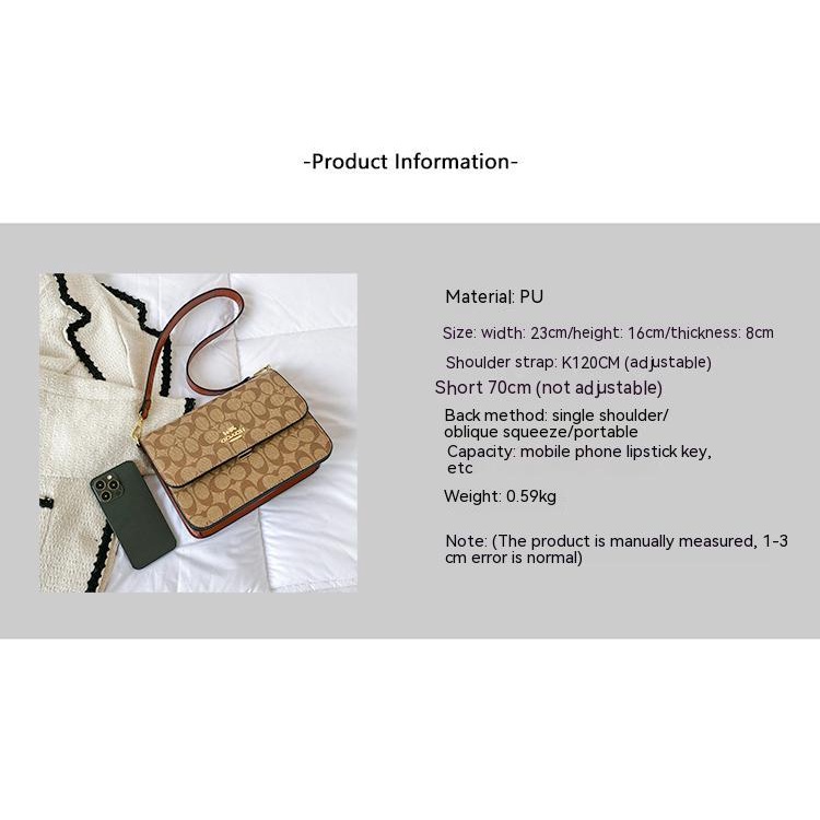 Coach Túi Đeo Chéo Vai Nữ Xách Hàn Quốc Da Dày Trơn Màu Phong Cách Thời Trang